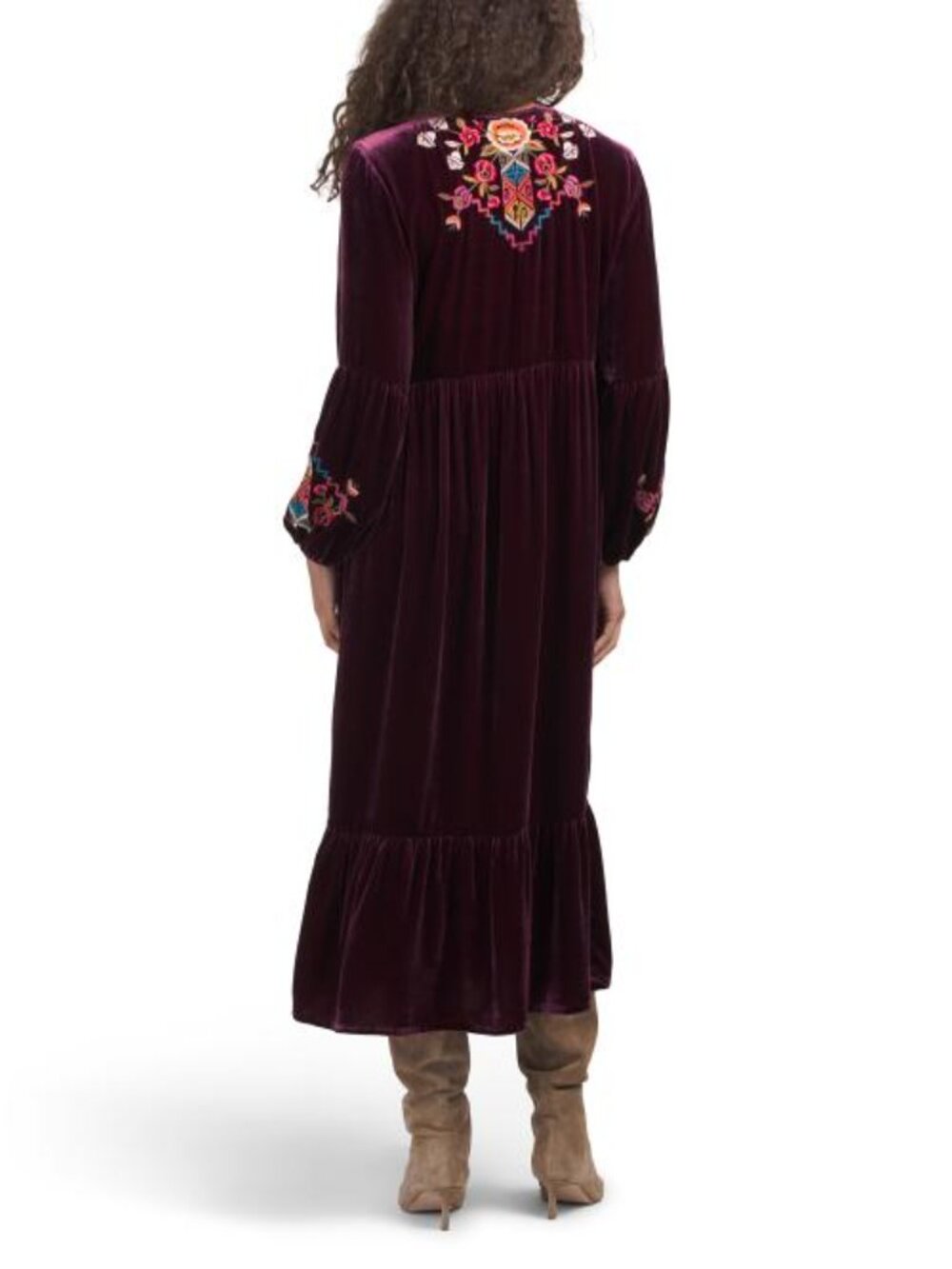 JOHNNY WAS Anaya Velvet Bishop Sleeve Dress - Picture 2 of 4